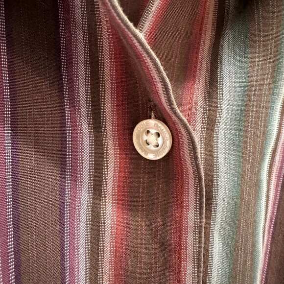 Eddie Bauer Shirt Wrinkle Resistant Size L Striped Red Green Button Front - Picture 4 of 10
